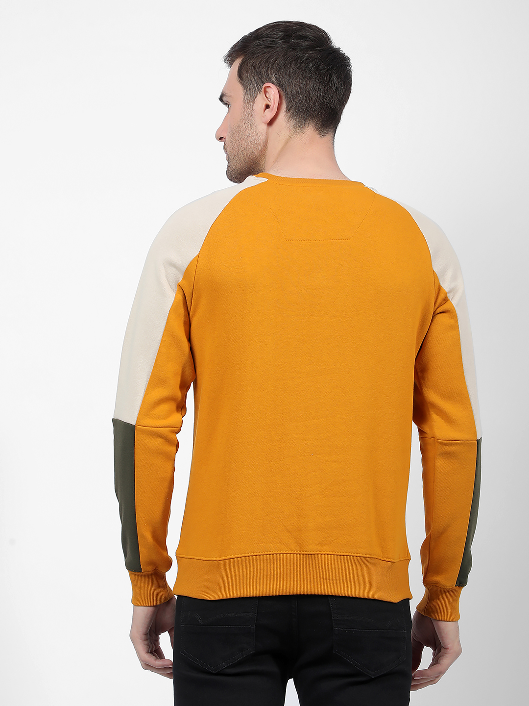 Numero Uno Men Orange Crew Neck Regular Fit Sweatshirt